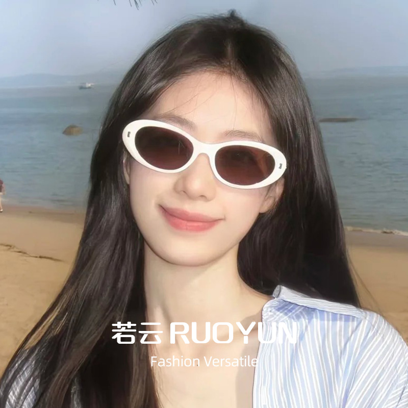 椰椰镜 2025新款墨镜女款高级感复古猫眼白色太阳镜UV400防紫外线