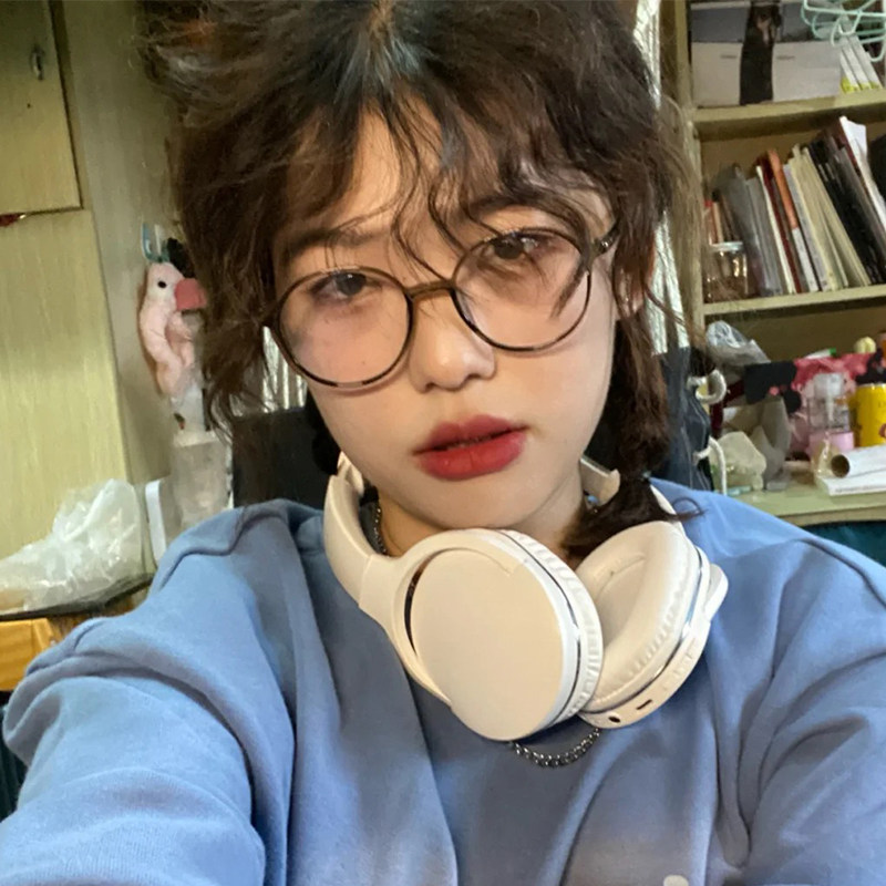 豹纹玳瑁色眼镜女日系圆框显脸小复古素颜可配有度数蓝光近视眼镜