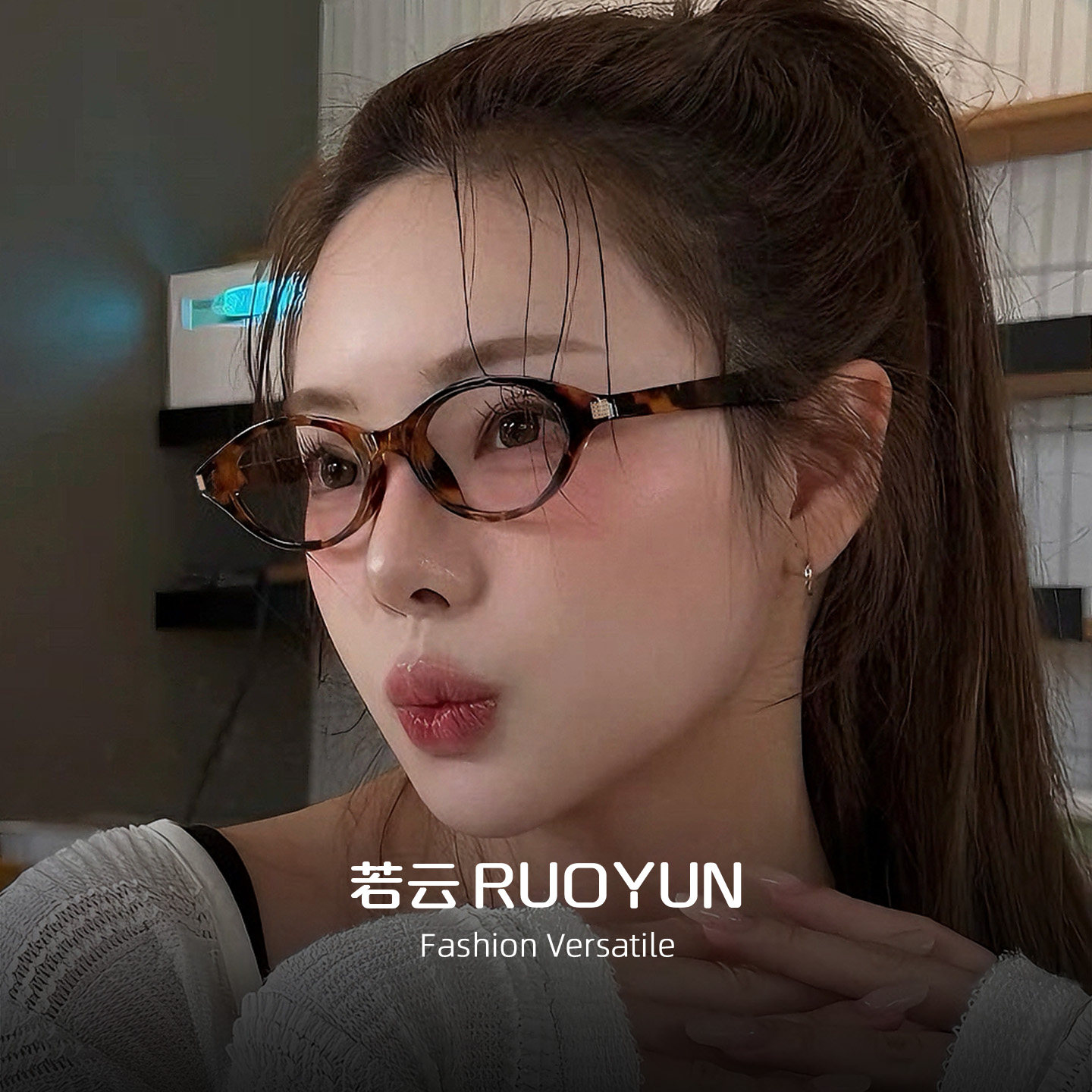 韩系板材椭圆眼镜框女复古玳瑁小框可配高度数防蓝光镜素颜平光镜