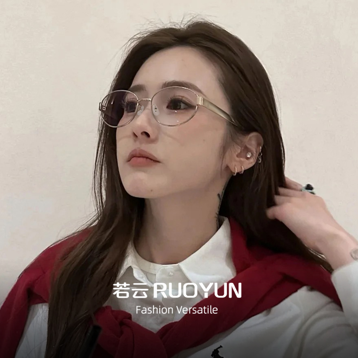 韩系椭圆框眼镜女近视可配度数素颜神器超轻防蓝光钛架眼睛框镜架