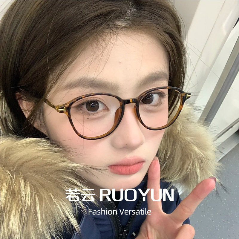 复古玳瑁色超轻近视眼镜框女可配度数镜片大框素颜显脸小眼睛框架