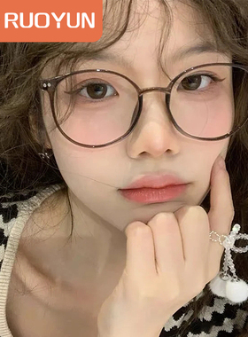 冷茶色近视眼镜框女款超轻素颜神器可配有度数防蓝光配眼睛框架女