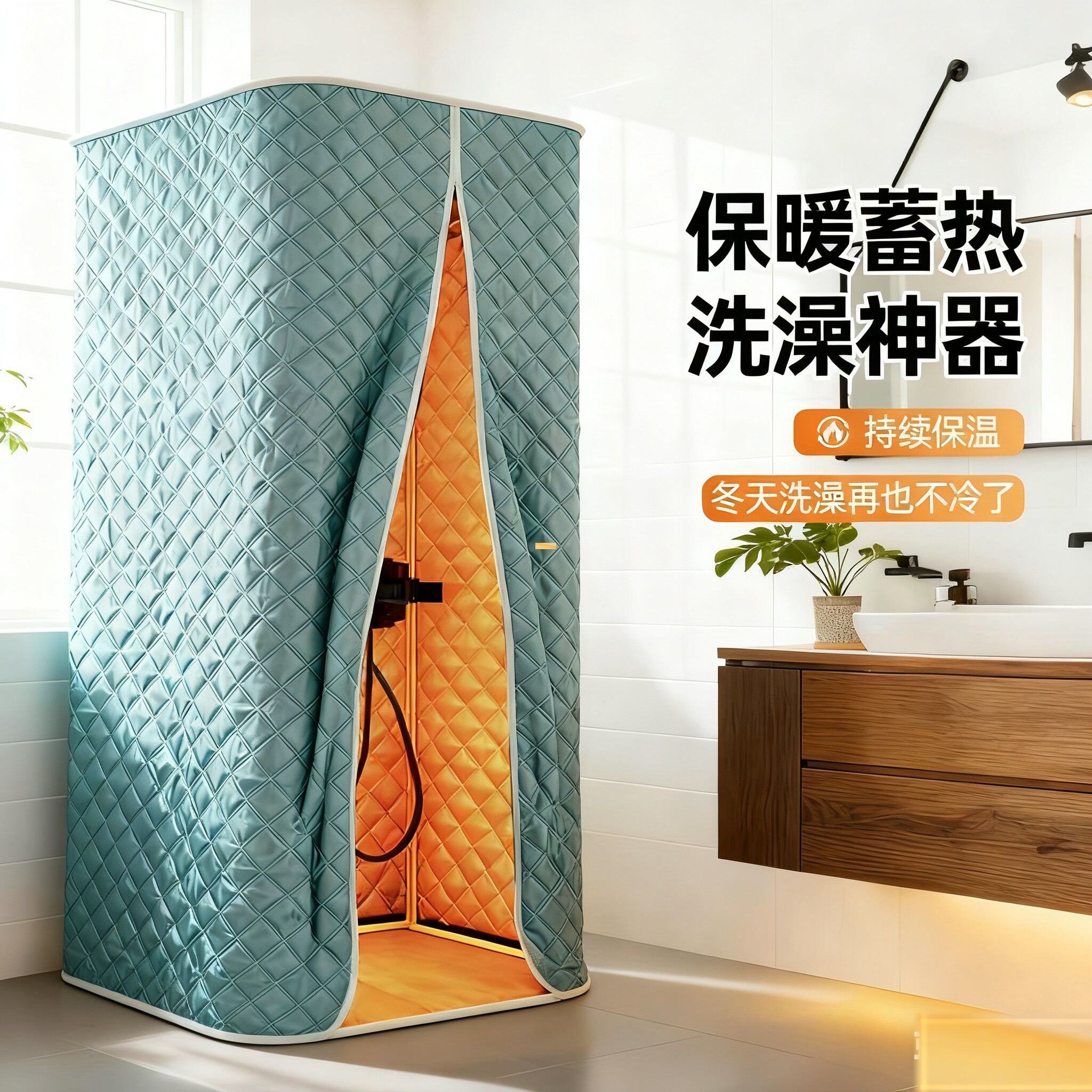加厚加棉浴罩保暖蓄热淋浴洗澡神器持续保温冬季家用浴室帐篷浴帐