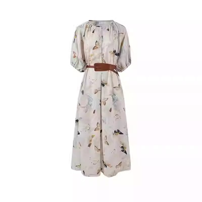 【第二热门】连衣裙优雅女装短袖收腰长裙 0401