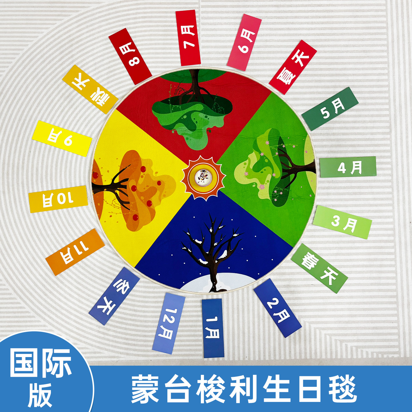 生日毯幼儿园生日会蒙氏早教教具纯棉儿童毯子地球仪式感生命月份