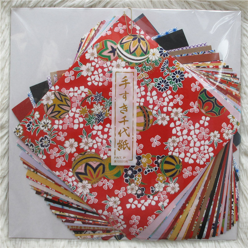 日本制千代纸传统手工染制折纸友禅纸 20张 20张衬纸 15*15cm