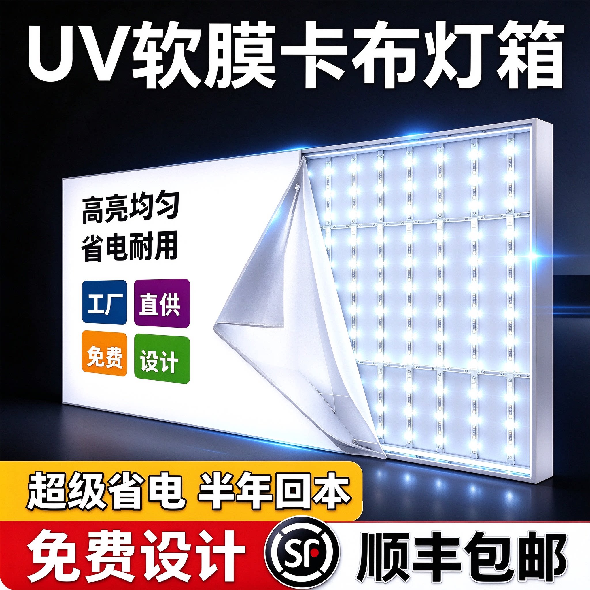 UV软膜卡布灯箱超薄led无边框发光广告牌灯箱挂墙式户外定制防水