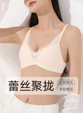 内衣女文胸聚拢小胸美背性感胸罩春夏薄款防下垂收副乳纯欲无钢圈