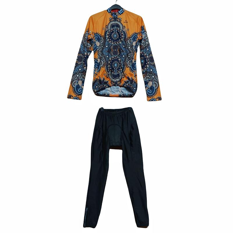 时尚印花弹力速干骑行服山地车骑行服拉链开衫长裤两件套春秋套装