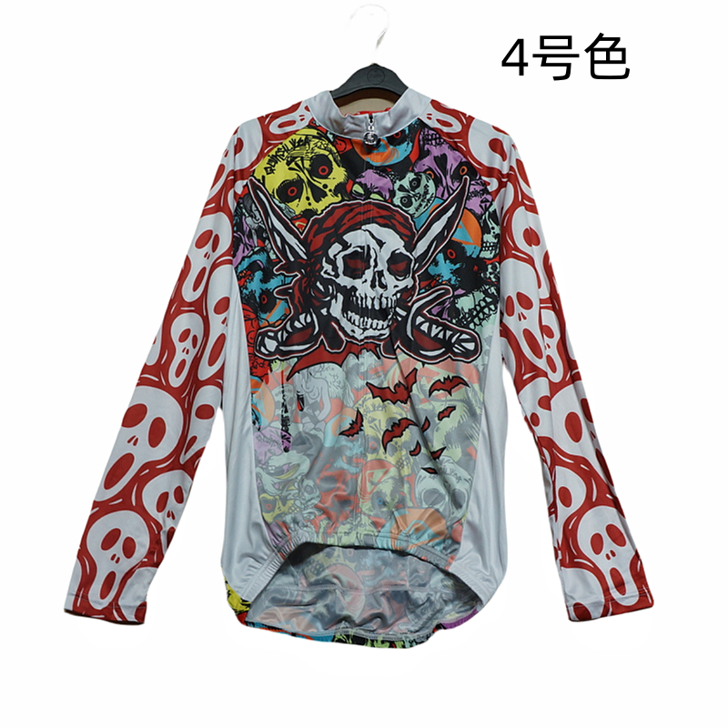 时尚印花薄款透气速干夏季长袖骑行服山地自行车骑行上衣男女同款