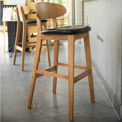 实木咖啡厅凳子前台椅