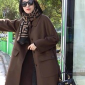 韩版 徐大可家2022秋冬款 单排扣大兜口袋中长款 外套双面羊毛大衣