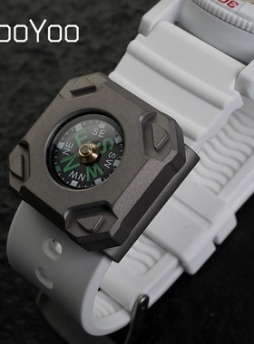 CooYoo酷友CPS-5表带式指北针钛合金EDC迷你夜光指南针罗盘腕表扣