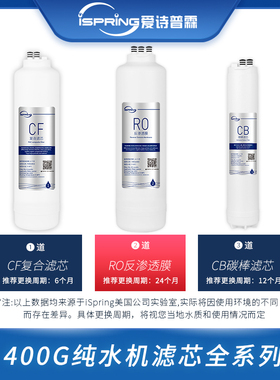 美国iSpring爱诗普霖400G无桶RO反渗透纯水机全系列滤芯