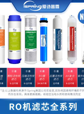iSpring爱诗普霖NSF认证ro膜PP棉活性炭后置炭矿物质杀菌通用滤芯
