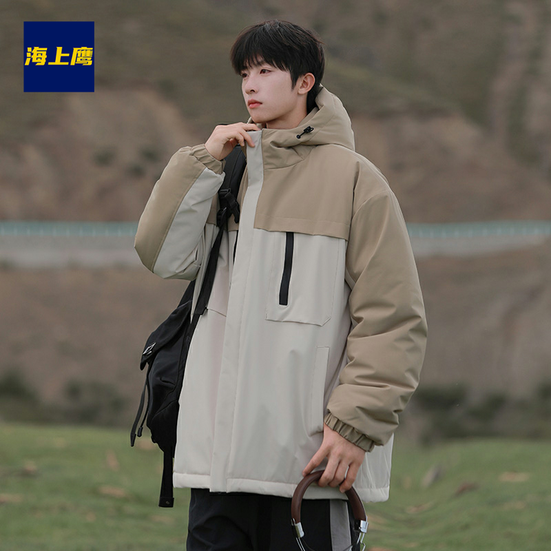 撤柜撤标2024年冬季新款撞色拼接宽松工装冲锋棉衣外套(男女款),男装,夹克,淘宝优惠券,粉丝福利购,淘宝优惠卷