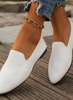 浅口单鞋编织平底奶奶鞋women flat shoes single shoes size 43