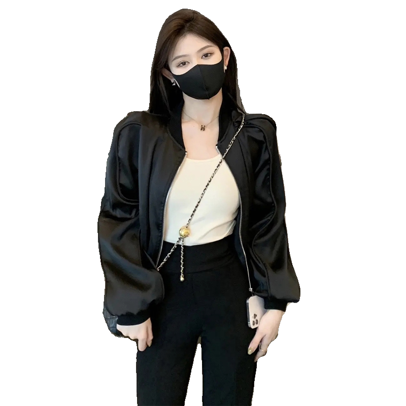 高级感时尚百搭棒球服外套女短款春秋新款休闲宽松小个子夹克上衣