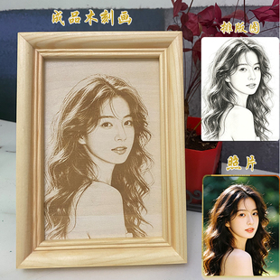 照片定制生日礼物女生送闺蜜七夕女朋友毕业季妈妈老师微雕木刻画