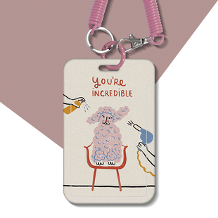 贵宾犬卡通可爱公交卡学生饭卡校园门禁卡证件卡套工牌钥匙链一体