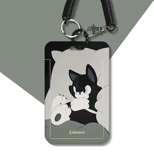 潮流韩国猫咪公交卡学生饭卡校园门禁卡证件卡套工牌钥匙链一体