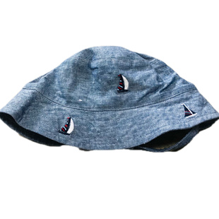 纯棉浅蓝色重工刺绣帆船图案男童小帽檐遮阳帽 JACK夏季 JANIE AND