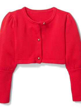 JANIE AND JACK红色纯棉2岁女童短装配裙长袖开衫坎肩