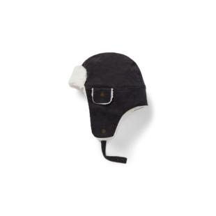 Janie Jack黑灰色纯棉灯芯绒春秋冬复古羊羔毛女童护耳雷锋帽 and