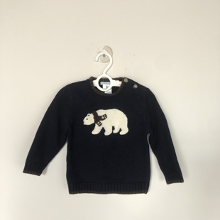 藏青色纯棉刺绣北极熊图案12 Jack 18个月男童针织毛衣 and Janie