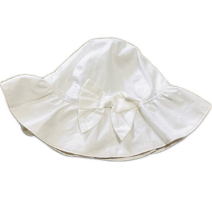 百搭款 JACK夏季 白色纯棉配蝴蝶结女童户外遮阳帽 AND JANIE