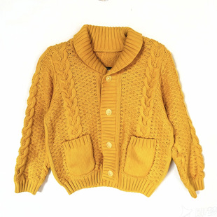 节蛋黄色镂空花色2岁女童针织开衫 JACK秋冬季 AND JANIE