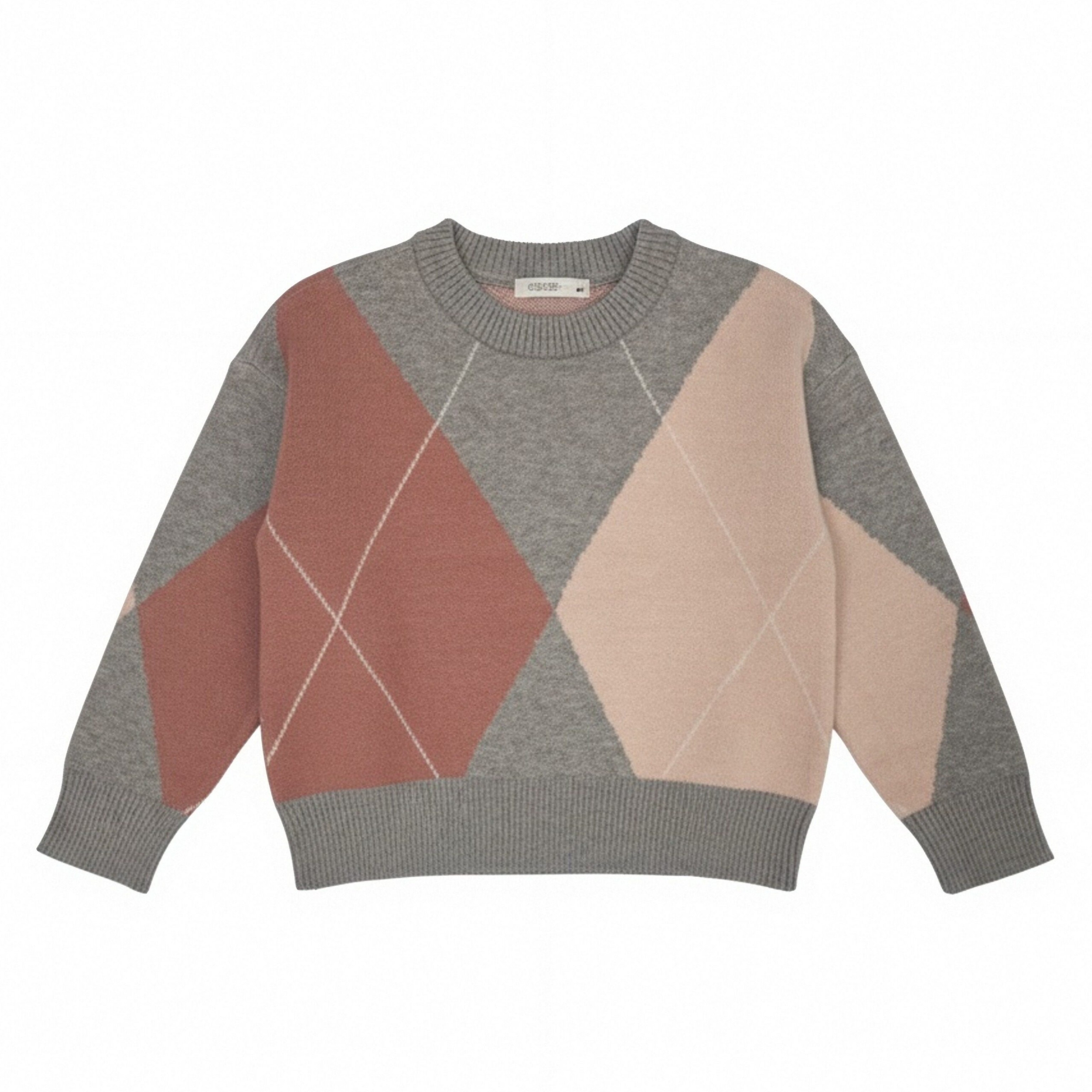 西班牙单男女童浅灰色菱形格中性春秋冬季学院风圆领针织长袖毛衣,童装/婴儿装/亲子装,毛衣/针织衫,淘宝优惠券,粉丝福利购,淘宝优惠卷
