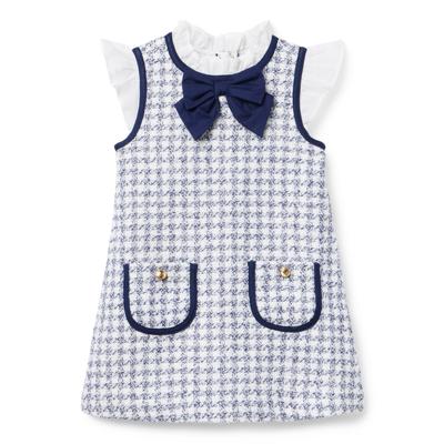 黑白千鸟格蝴蝶结法式女童公主裙