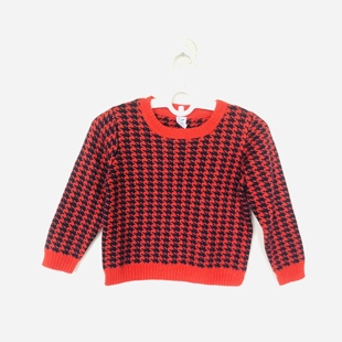 节红色千岛格2岁纯棉圆领长袖 Jack秋冬季 针织毛衣 and Janie