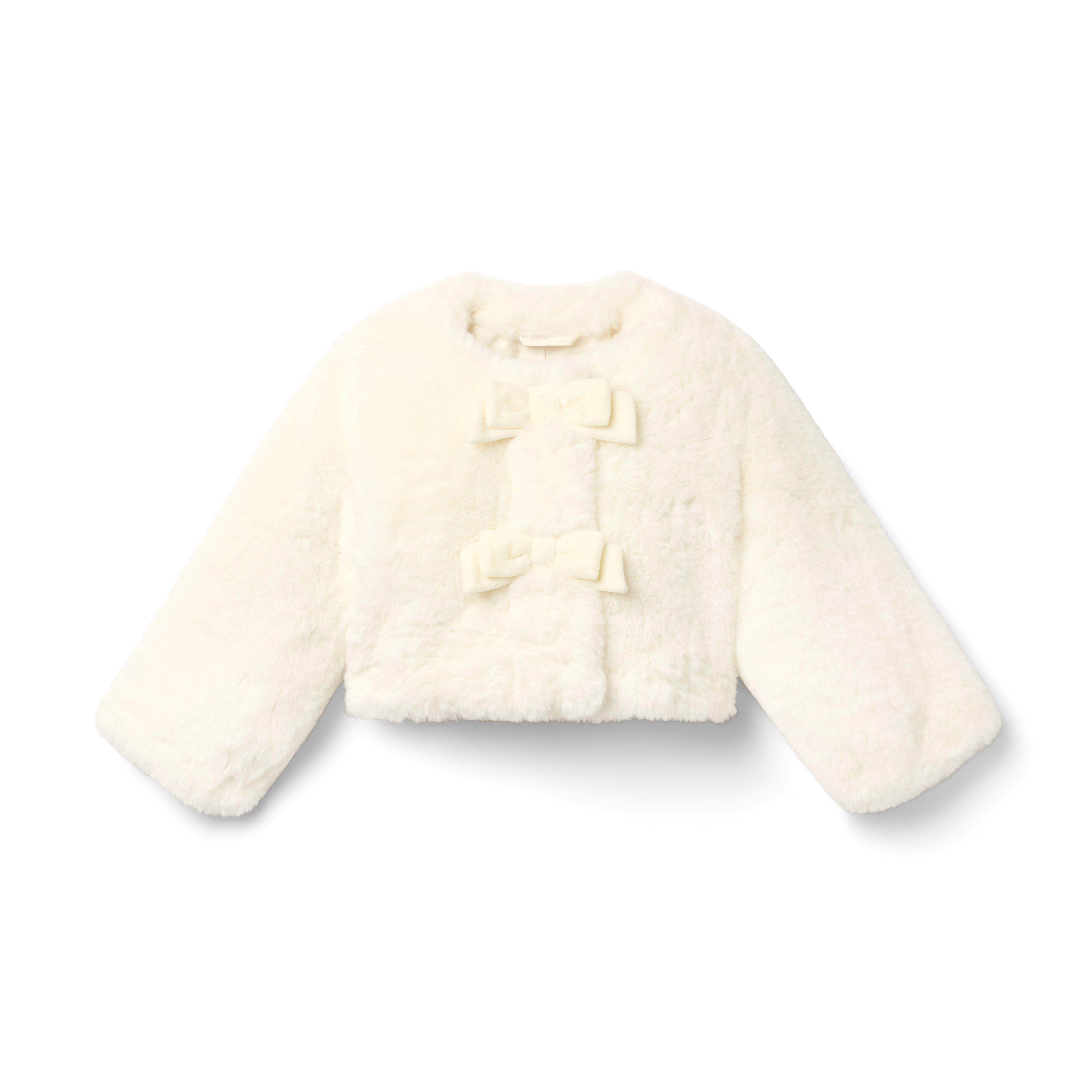 Janie and Jack25新款仿皮草奶白色蝴蝶结春秋冬女童长袖配裙外套,童装/婴儿装/亲子装,皮草/仿皮草,淘宝优惠券,粉丝福利购,淘宝优惠卷