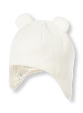 JANIE AND JACK秋冬白色夹棉宝宝婴儿高档外出保暖护耳帽造型冬帽