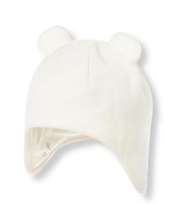 JANIE JACK秋冬白色夹棉宝宝婴儿高档外出保暖护耳帽造型冬帽 AND