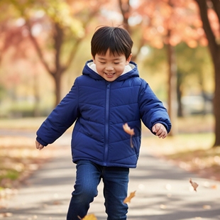 JANIE AND JACK宝蓝色羊羔毛夹棉厚实春秋冬季男女童连帽长袖外套