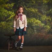 JANIE 子女童松紧弹力短裙半身裙 纯棉暗绿色学院风格 AND JACK新款