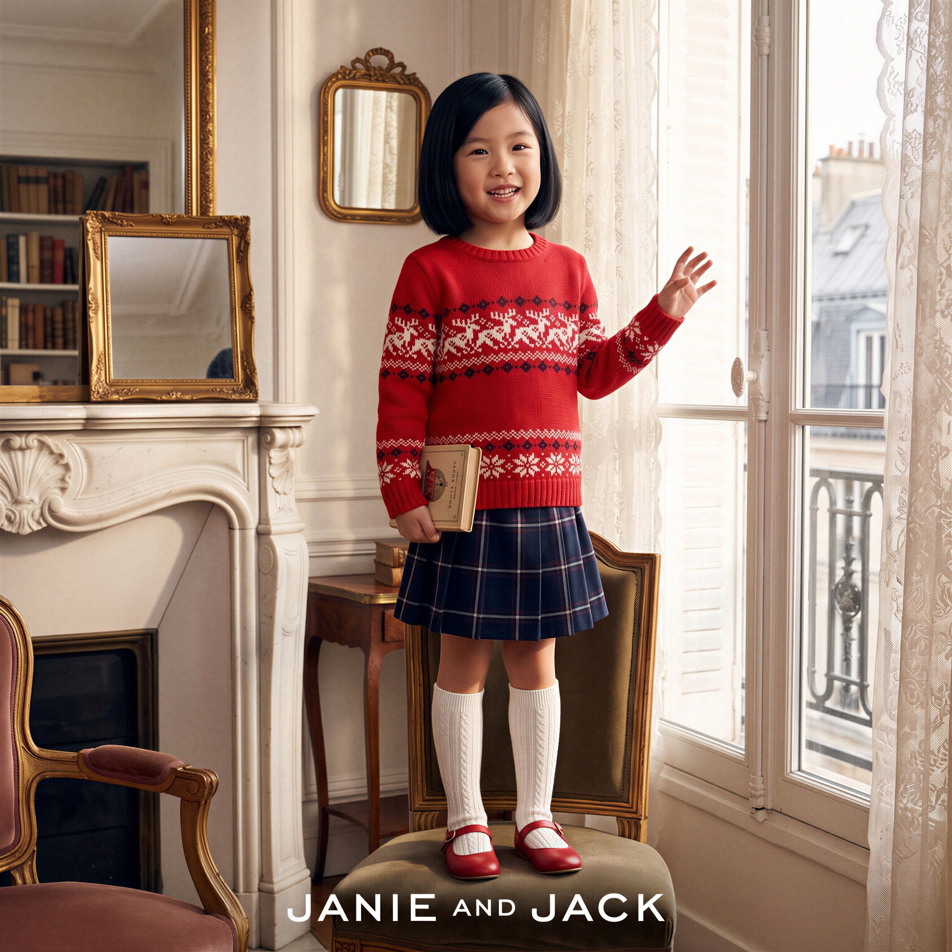 JANIEANDJACK纯棉男女童毛衣