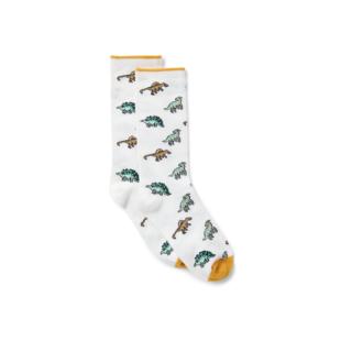 白底恐龙图案男童长筒男童纯棉袜子 JACK四季 JANIE AND
