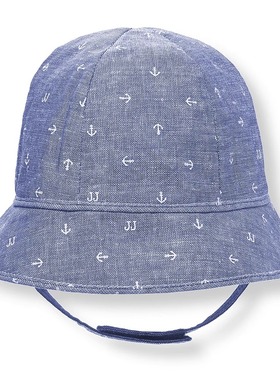 JANIE AND JACK纯棉浅灰色船盾图案0-3个月男童小帽檐户外帽