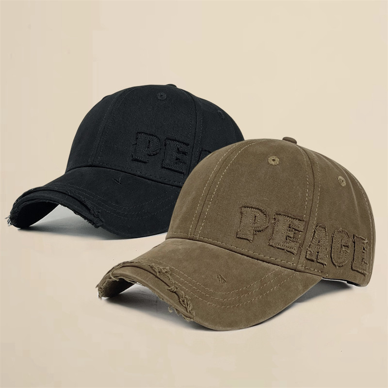 鸭舌帽出街做旧破洞情侣显脸小