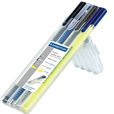 施德楼三角书写34SB4套装中性笔圆珠笔自动笔荧光笔便携办公套装