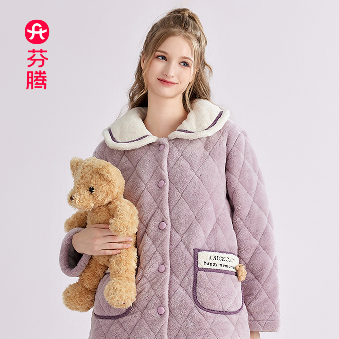 芬腾2024年新款冬天三层夹棉睡衣女棉袄高级感珊瑚绒加绒加厚套装,女士内衣/男士内衣/家居服,睡衣/家居服套装,淘宝优惠券,粉丝福利购,淘宝优惠卷