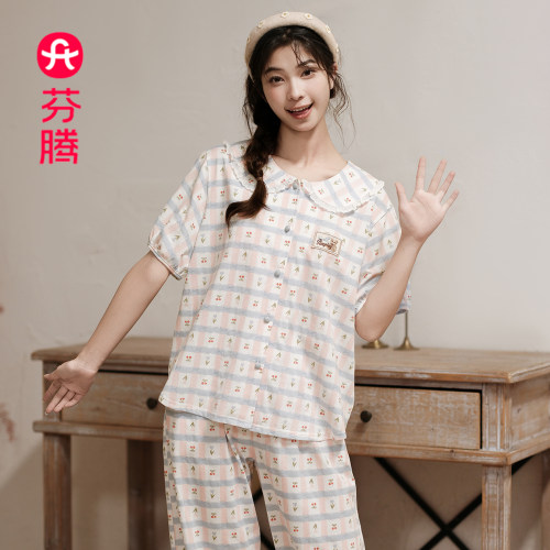 芬腾女全棉舒适睡衣套装
