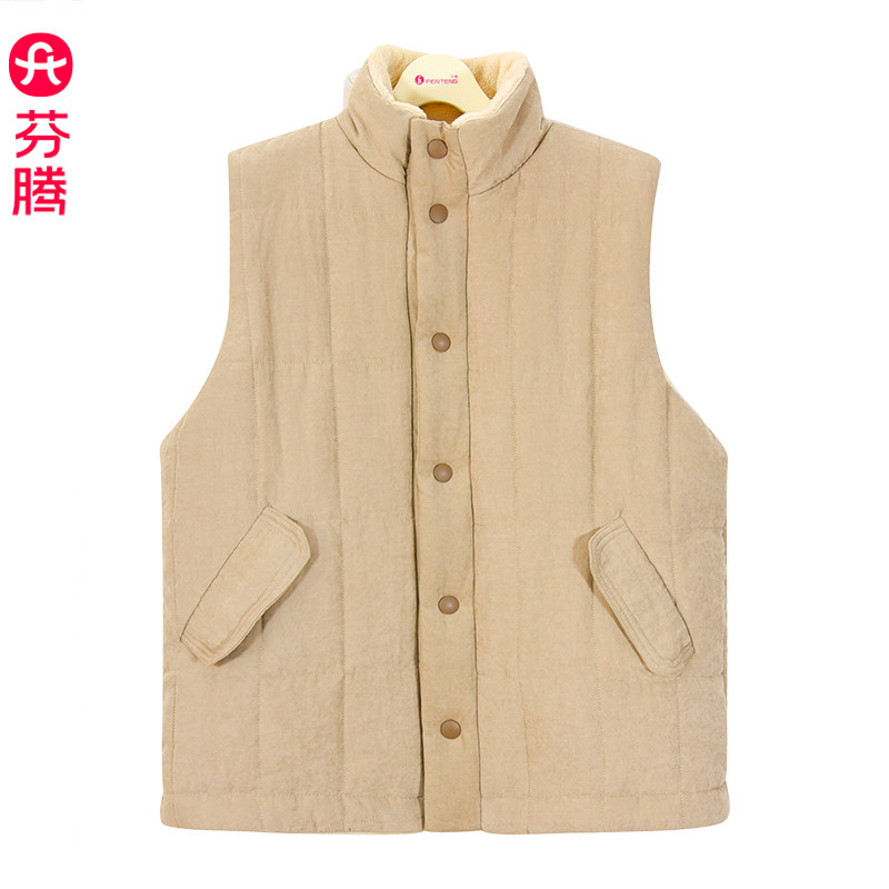 芬腾断码清仓男士三层加厚纯色简约百搭秋冬季马甲暗扣口袋可外出