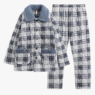 芬腾男高级感格子款休闲宽松冬季可外穿保暖舒适抗静电家居服套装