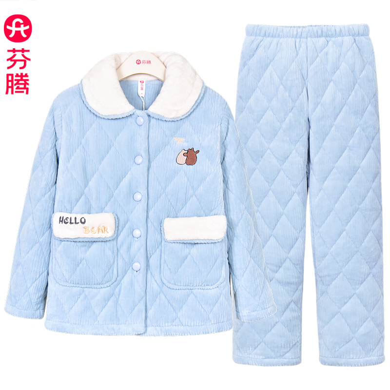 芬腾家居服秋冬天女士卡通睡衣