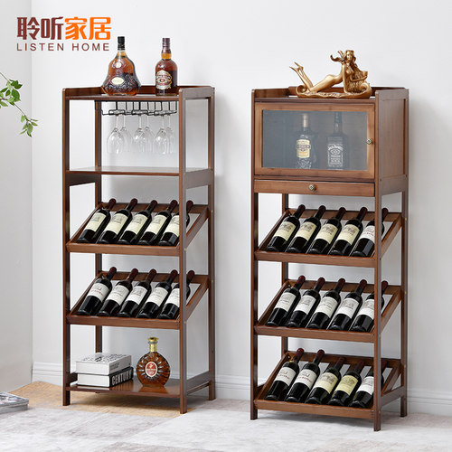 聆听欧式酒架落地酒柜实木展示架